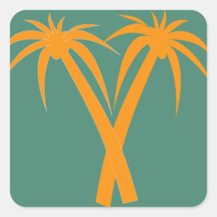 Tropical Palm Trees orange Summer Square Sticker