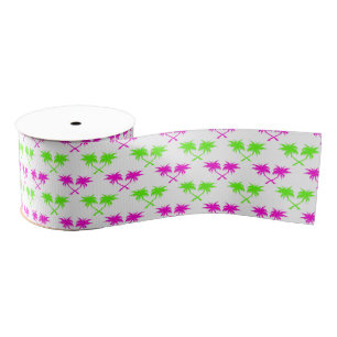 Tropical Palm Trees Pattern Grosgrain Ribbon
