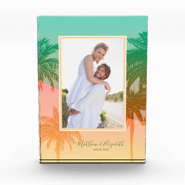 Tropical Palm Trees Personised Photo Block (Front)