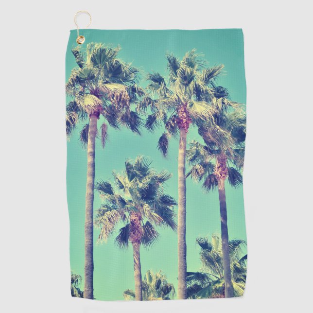 Tropical Palm Trees Photo Golf Towel (Front)
