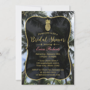 Tropical Palm Trees & Pineapple Bridal Shower Invitation