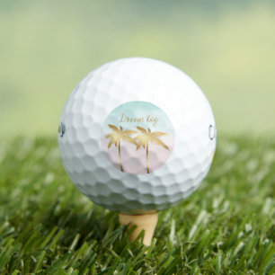 Tropical Palm Trees Pink Mint Ombre gold dream big Golf Balls