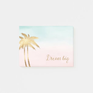Tropical Palm Trees Pink Mint Ombre gold dream big Post-it Notes
