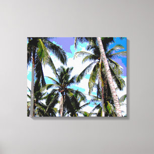 Tropical Palm Trees - Posterised Style Canvas Print