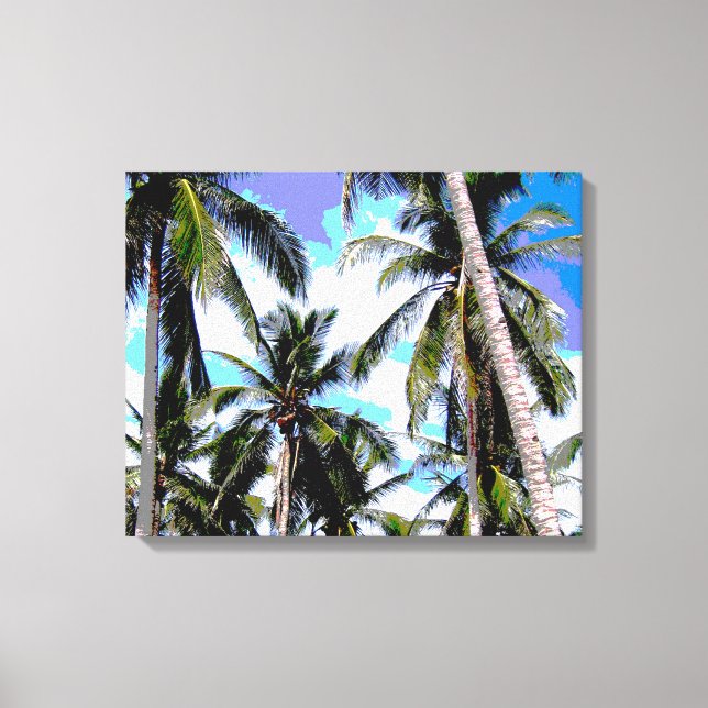Tropical Palm Trees - Posterised Style Canvas Print (Front)