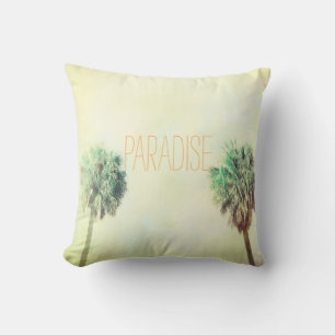 tropical palm trees quote paradise custom cushion