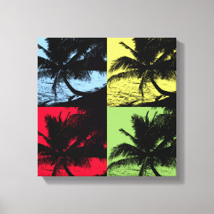 Tropical Palm Trees. Repeated posterised design. Canvas Print