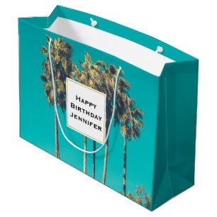 Tropical Palm Trees Retro Birthday Large Gift Bag