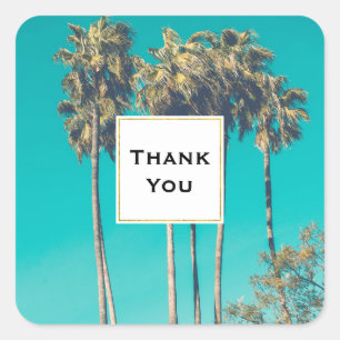 Tropical Palm Trees Retro Thank You Square Sticker