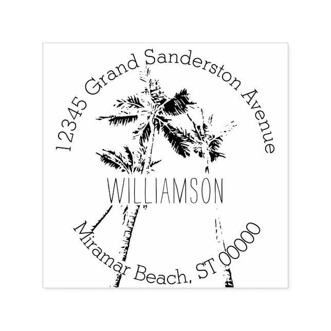 Tropical Palm Trees Return Address Self-inking Stamp (Design)