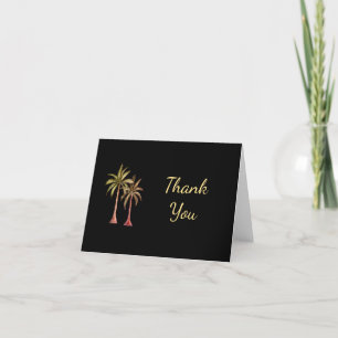 Tropical Palm Trees Script Simple Black Thank You Card