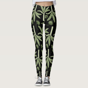 Tropical palm trees seamless pattern leggings