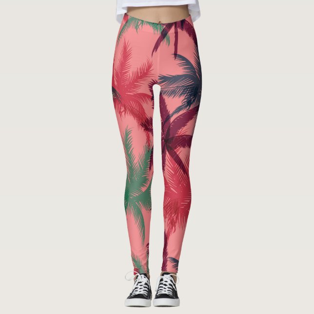 Tropical Palm Trees: Seamless Pattern Leggings (Front)