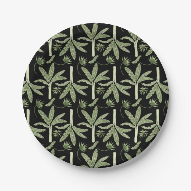 Tropical palm trees seamless pattern paper plate (Front)