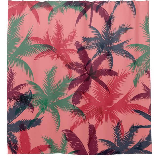 Tropical Palm Trees: Seamless Pattern Shower Curtain (Front)