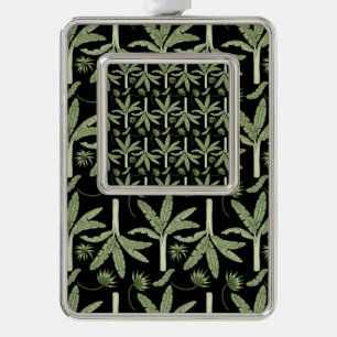 Tropical palm trees seamless pattern silver plated framed ornament