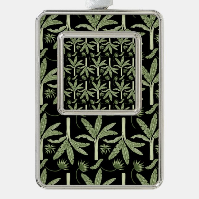 Tropical palm trees seamless pattern silver plated framed ornament (Front)