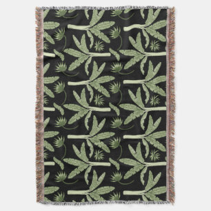 Tropical palm trees seamless pattern throw blanket