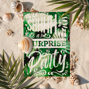 Tropical Palm Trees Shh Surprise Birthday Party Invitation