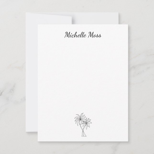 Tropical Palm Trees Simple Black White  Card (Front)
