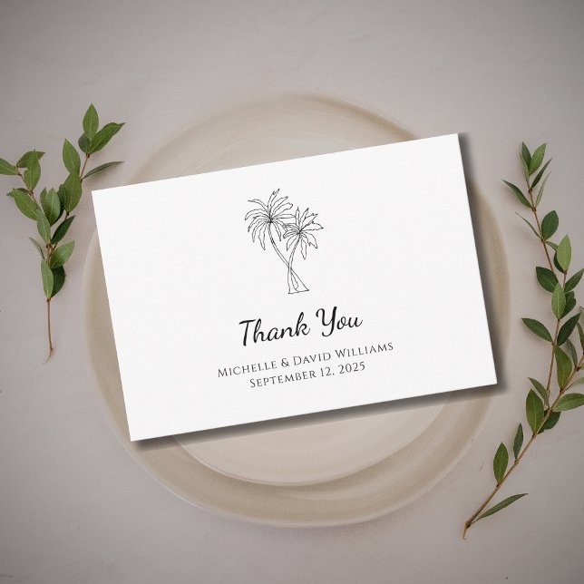Tropical Palm Trees Simple Destination Wedding Thank You Card (Creator Uploaded)