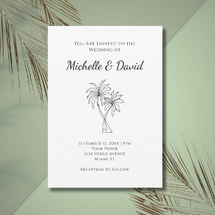 Tropical Palm Trees Simple Modern Wedding  Invitation