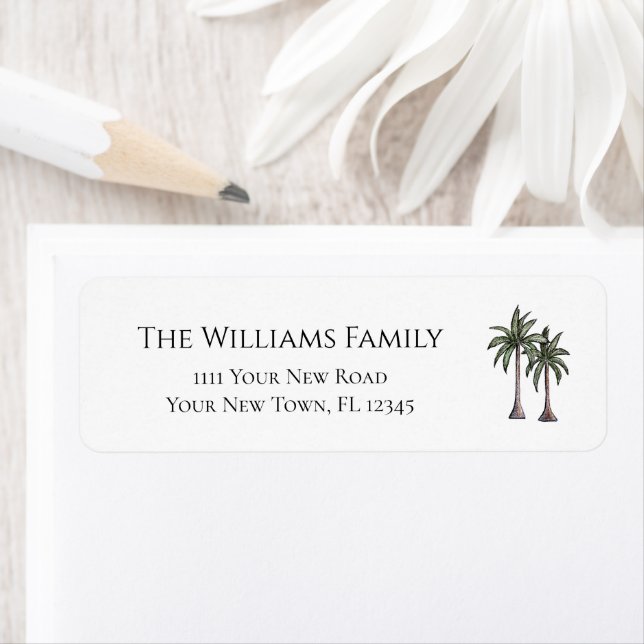 Tropical Palm Trees Simple Return Address  (Insitu)