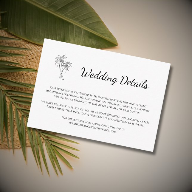 Tropical Palm Trees Simple Wedding Details Enclosure Card (Creator Uploaded)