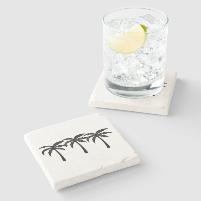 Tropical Palm Trees Stone Coaster (Side)