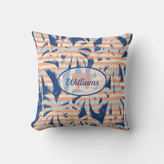 Tropical Palm Trees Stripes Cushion (Front)