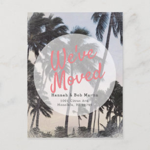 Tropical Palm Trees Subtle Colours Moving Announcement Postcard