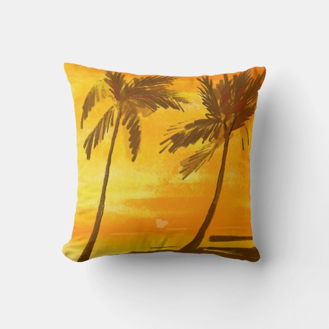 Tropical Palm Trees Summer Background Cushion (Front)