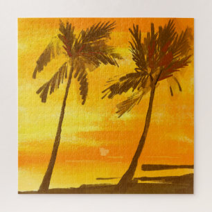 Tropical Palm Trees Summer Background Jigsaw Puzzle