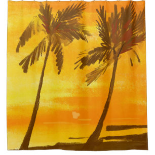Tropical Palm Trees Summer Background Shower Curtain