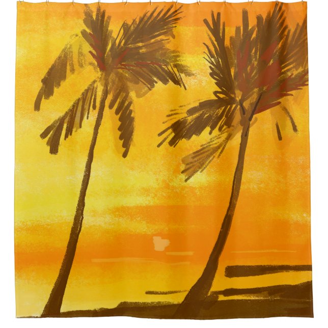 Tropical Palm Trees Summer Background Shower Curtain (Front)