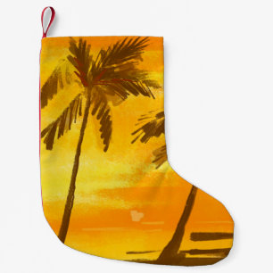 Tropical Palm Trees Summer Background Small Christmas Stocking
