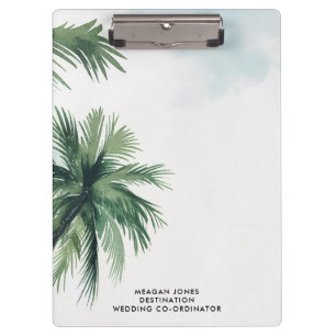 tropical palm trees summer wedding coordinator clipboard