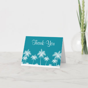 Tropical Palm Trees Teal Bat Mitzvah Thank You