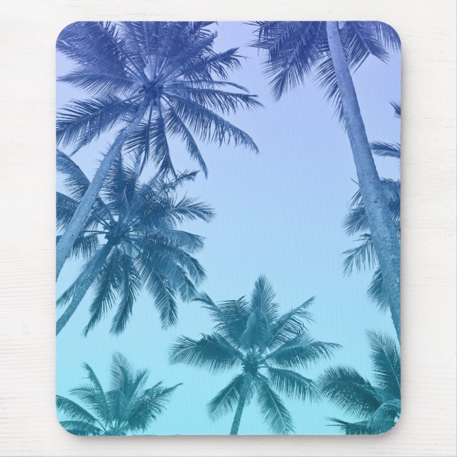 Tropical Palm Trees Teal Gradient Trendy Mouse Mat (Front)