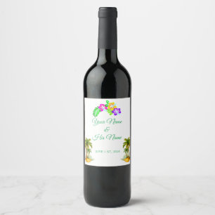 Tropical Palm Trees Thunder_Cove Wine Label