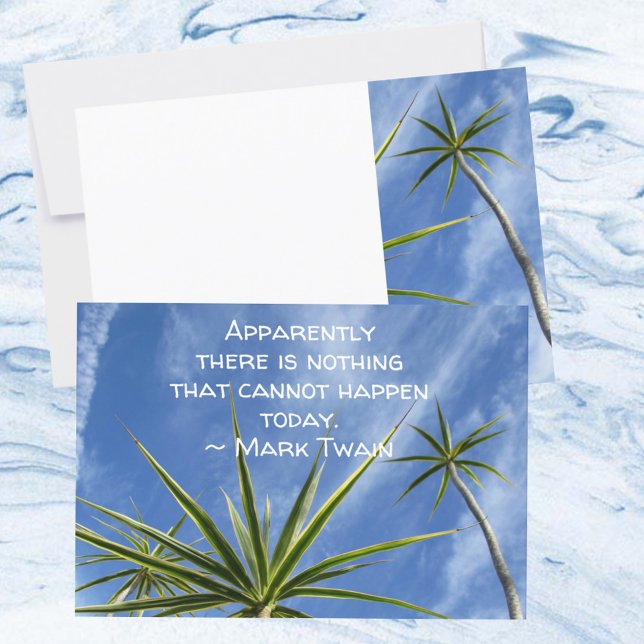 Tropical Palm Trees Twain Quote Flat Note Card (Creator Uploaded)