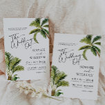 Tropical Palm Trees Wedding Invitation<br><div class="desc">Tropical Palm Trees Wedding Invitation is a perfect choice for couples who love the sun, sea, and sand. The tropical design features lush greenery, exotic flowers, and a touch of beachy elements, such as palm trees and shells. Our invitations are the perfect way to announce your wedding day to your...</div>