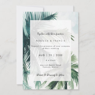 tropical palm trees wedding invitation