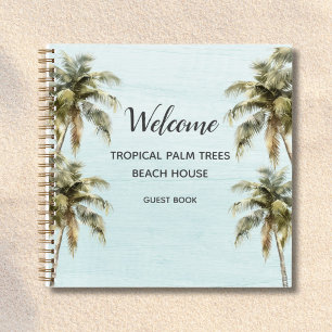 Tropical Palm Trees Welcome Beach House Guest Book