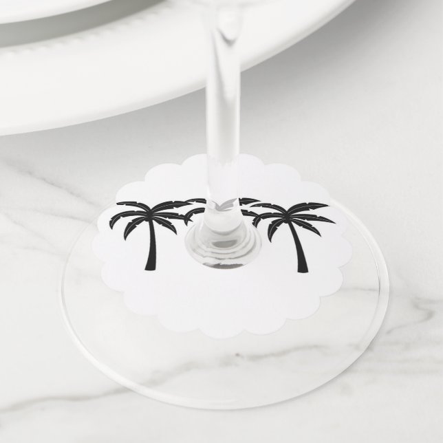 Tropical Palm Trees Wine Glass Tag (Close Up)