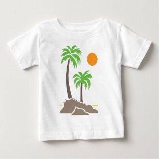 Tropical palm trees with sun on a small island iso baby T-Shirt