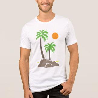 Tropical palm trees with sun on a small island iso Tri-Blend shirt