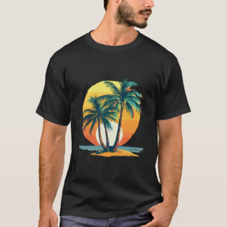 Tropical Palm Trees with Vibrant Sunset T-Shirt