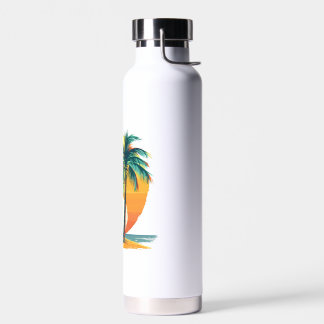 Tropical Palm Trees with Vibrant Sunset  Water Bottle