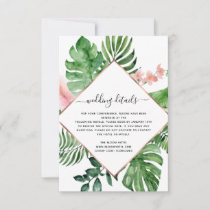 Tropical Palm Watercolor Geometric Wedding Details Invitation